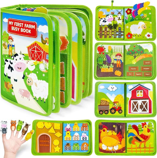 Busy Book for Toddlers 1-3, Montessori Toys for 1 Year Old Boy Girl Gifts | Busy Board, Birthday Gifts, Toddler Airplane Car Travel Toy, Learning Educational Toys, Farm Animals, Quiet Activity Books