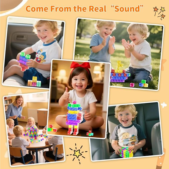 Magnetic Blocks 40PCS 1.34" Transparent Large Magnetic Building Cubes | Magnetic Blocks for Kids Ages 1-3 ,Montessori Toys for 1 Year Old, Toddler Toys,Sensory Toys for Toddlers 1-3,Magnet Cubes
