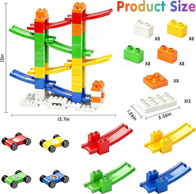 DIY Building Blocks Car Ramp Race Track Toy for Boys Ages 3+, STEM Gift | Build, Rebuild & Race! Creative Blocks with Multiple Models Inspire Open-Ended Play, Imagination and Hands-On STEM Learning