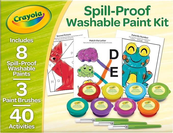 Crayola Spill Proof Paint Set (8ct), Washable Toddler Paint Kit | Screen Free Activity, Arts & Crafts Kit for Kids, Painting Gift for Toddlers, Ages 3+