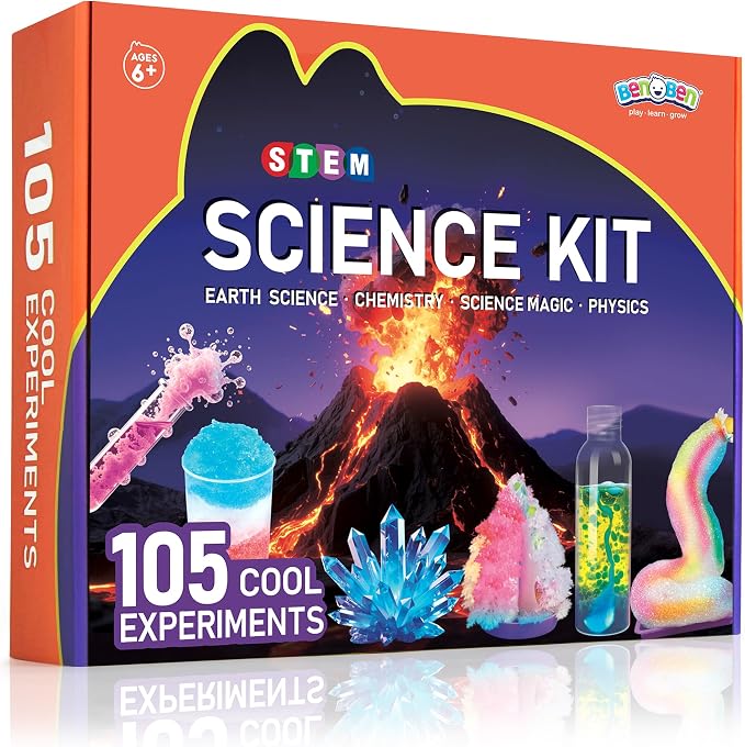 BenBen Science Kit for Kids Ages 8-12, 105 Experiments Set, Birthday Gift | STEM Toy for Boys Girls, Homeschool Classroom Education, Family Group Screen-free Learning Activity, Back to School Gift