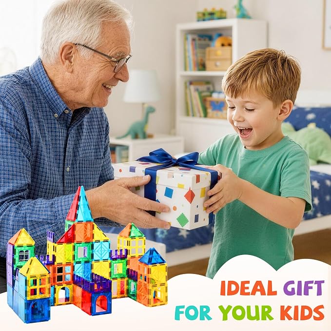cossy 220Pcs Magnetic Tiles Magnetic 3D Building Blocks Set, Construction Toys for 3 4 5 6 7 8 Year Old Boy and Girl with Stronger Magnets, Educational Toys, Recreational, Conventional