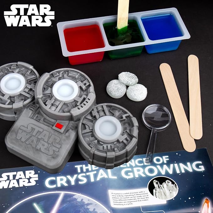 STAR WARS Glowing Crystals, Crystal Growing Kit with Light Up Display Stand, Grow 3 Colorful Crystals, Gift for 8 Year Old Boy, Merch, Toys for Boys Age 8-12