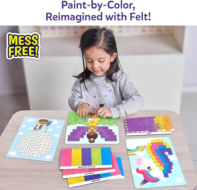 Skillmatics Felt Fun – Unicorns & Princesses, 3D Mosaic Art & Craft Kits | Reusable Color Matching Activity, Mess-Free, Travel Toy, Arts & Crafts, Fine Motor Skills, Girls & Boys Ages 3, 4, 5, 6, 7, 8