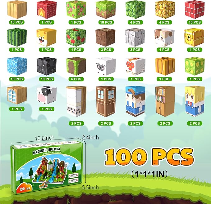 150PCS Magnetic Blocks, Magnetic Building Blocks, 0.78in Magnetic Building | STEM Game Stacking Toys for Kids, Birthday Gifts for Boys and Girls Age 3+ Years Old