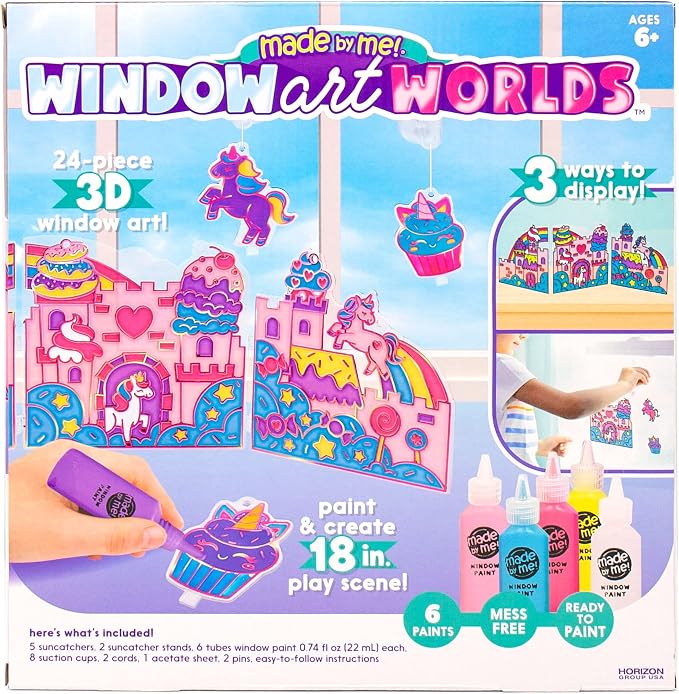 Made By Me Paint & Create Window Art Worlds Unicorn Kit – DIY Suncatcher Kit for Kids Ages 6+ – Create Your Own Suncatchers & Window Clings