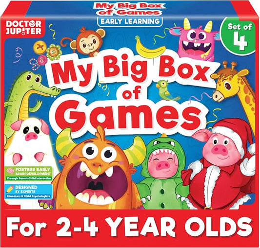 Doctor Jupiter My Big Box of Games for Kids Ages 2-3-4 Years Old | Birthday Gift for Boys & Girls Ages 2,3,4, My Big Box of Games, Montessori Educational Toy, Learning Activity Set