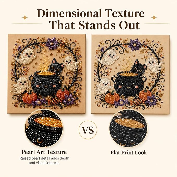 Halloween Pearl Art Kit for Adults, DIY Fall Craft (Goblin) | Create textured Halloween decor through a screen-free, beginner-friendly craft activity.