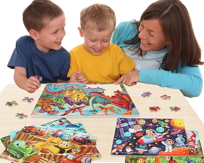Wooden Puzzles for Kids Ages 4-6-8, 48 Piece Jigsaw Puzzles for Kids 3 4 5 6 7 8 Year Old, Toddler Children Preschool Puzzles Educational Toys for Boys and Girls