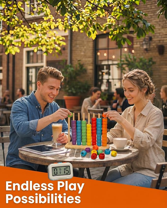 Toywoo Wooden Giant Color Matching & Stacking Game - Fast-Paced Family Challenge Board Game for Kids & Adults, Screen-Free Brain Teaser Puzzle for Game Night & Educational Play