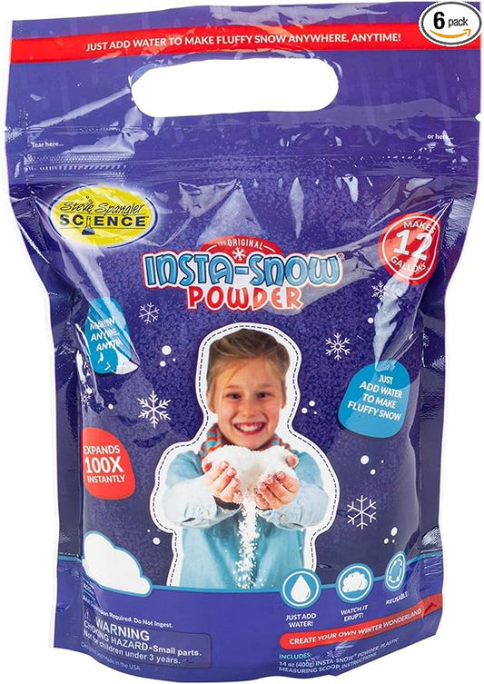 Steve Spangler Science Insta-Snow Powder, STEM Activity for School and Homeschool Activities, Fun & Safe Science Kits, Kids Make Fluffy Snow in Seconds, Top Sensory Toy for Classrooms, 14 oz