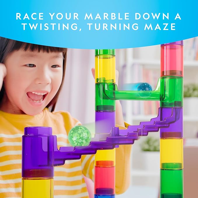 National Geographic Glow in the Dark Marble Run Refill with 25 Marbles | 25 Glow in the Dark Glass Marbles, UV Light, Storage Pouch, Marble Run Refill, Building Toy Expansion