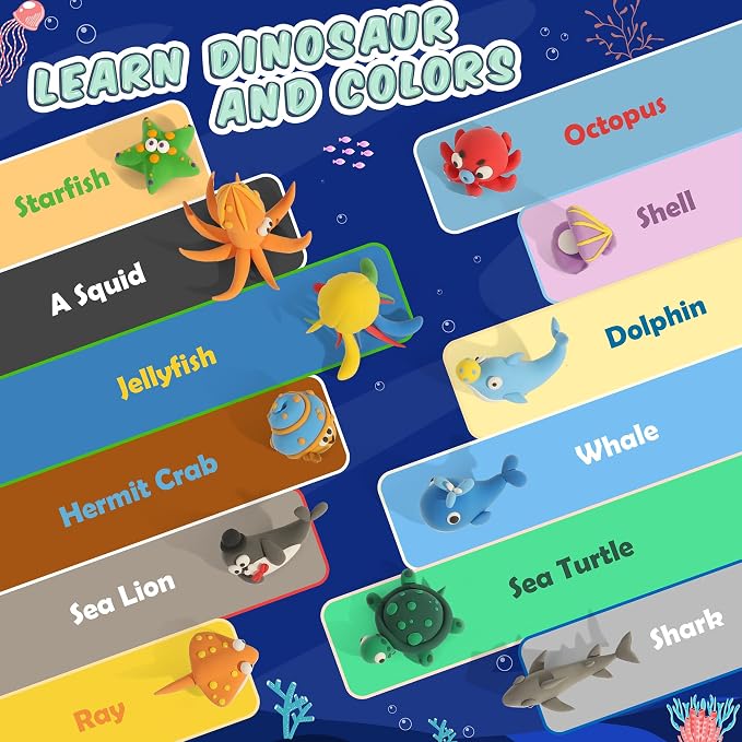 Aestd-ST Air Dry Clay Kit - Ocean Theme, Modeling Clay for Kids | DIY Magic Clay with Sculpting Tools and Tutorials, 12 Boxes Molding Clay, Soft & Non-Sticky, Arts and Crafts Gift for Kids