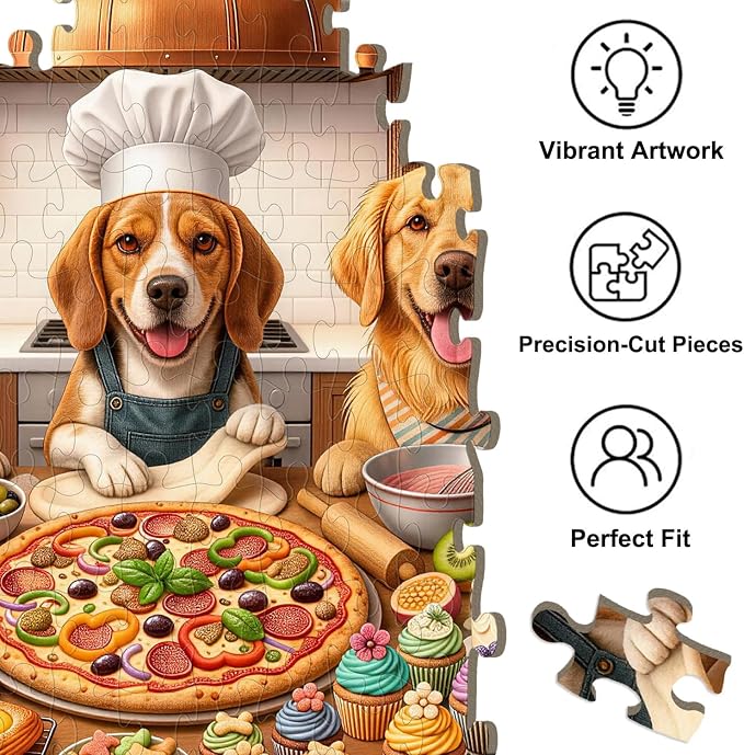 200 Piece Puzzles for Adults & Kids, Funny Chef Doggy Jigsaw Puzzle | Cute Dog Puzzle, Educational Learning Toy, Kids Ages 6-8 & 8-10, Family Game Gift, Holiday Gifts for Boys Girls