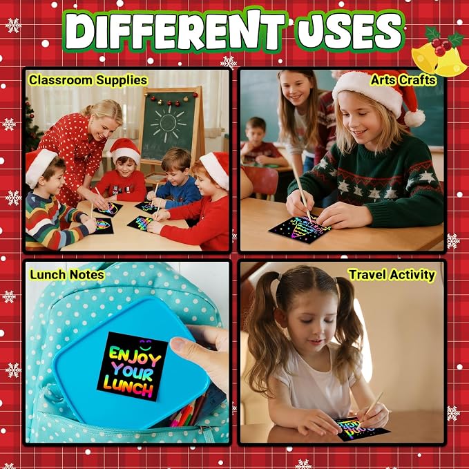 ZMLM 165 Pcs Rainbow Scratch Paper Art Notes - Stocking Stuffers for Kids | Mess Free Classroom Prizes,1st 2nd 3rd Grade School Activity Bulk, Back to School Gifts for Students from Teacher