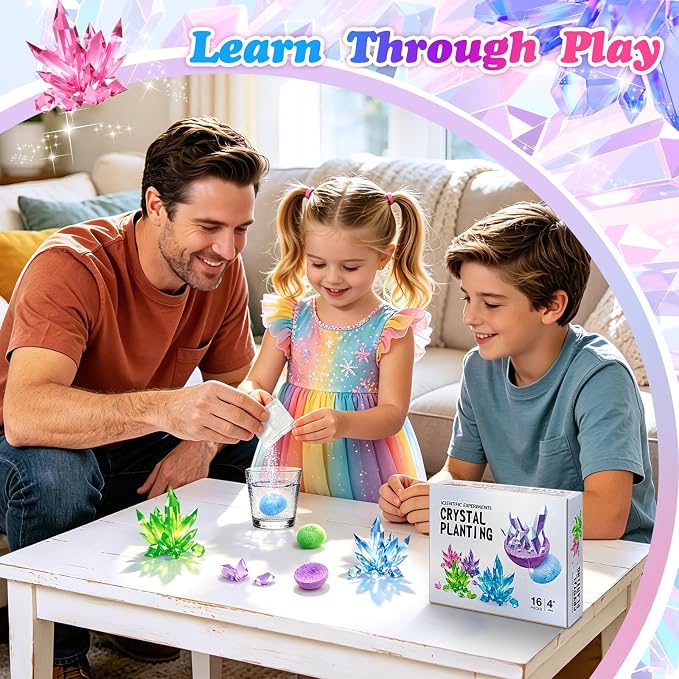 16 Pack Crystal Growing Kit Science Party Favors for Kids STEM Science Experiment Bulk Classroom Prizes Goodie Bag Stuffers Birthday Return Gifts for 4-6 8-12 Boys and Girls (16Pcs, One Size)