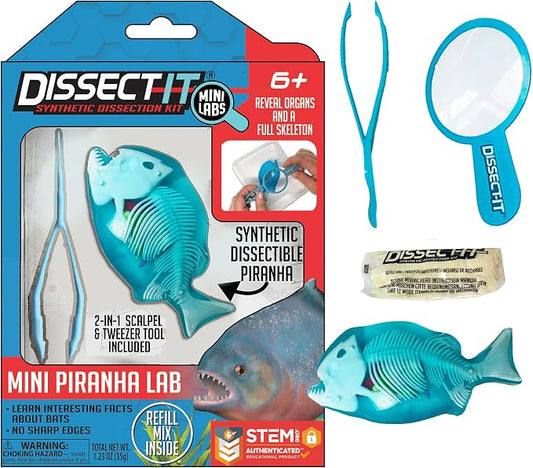 Top Secret Toys Dissect-It Mini Labs Piranha Lab Dissection Kit for Kids, Realistic Synthetic Kids Science Kit - On, Biology and Animal Anatomy, STEM Toy, Ages 6+