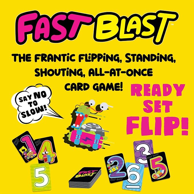 Fast Blast - Card Game for Families and Friends for Family Game Night - Quick-Replayable Game for 2 to 6 Players, Family Card Games for Ages 8 and Up | Simultaneous speed play, match colors or numbers, 155 cards, Speedy Snail wild cards, no batteries