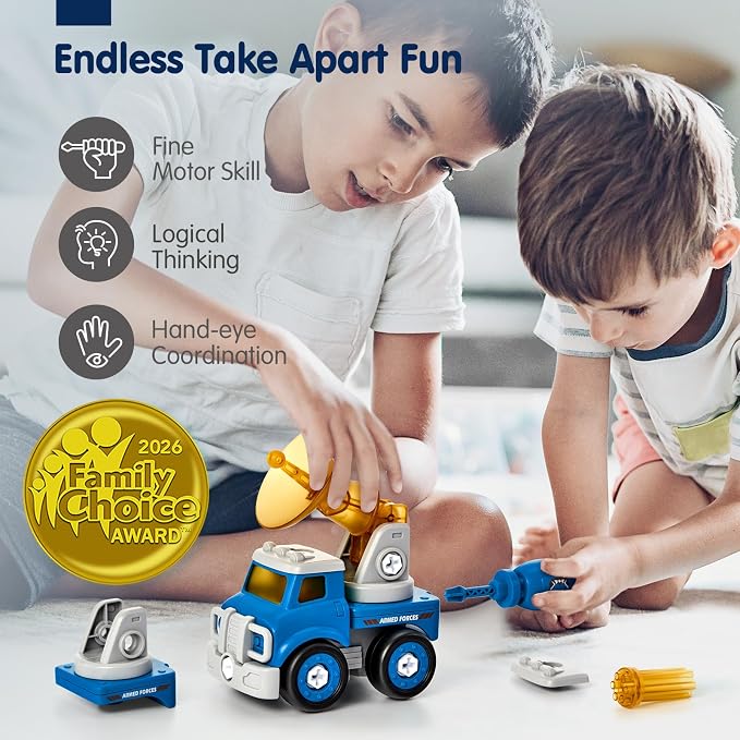 hahaland Toys for 5 Year Old Boy Birthday Gift, Stem Toys 6 Year Old Boys | 5 in 1 Take Apart Trucks Transform to Robot Toy Building Sets for Kids 5-7, Educational Creative Vehicle Drill Screw Playsets