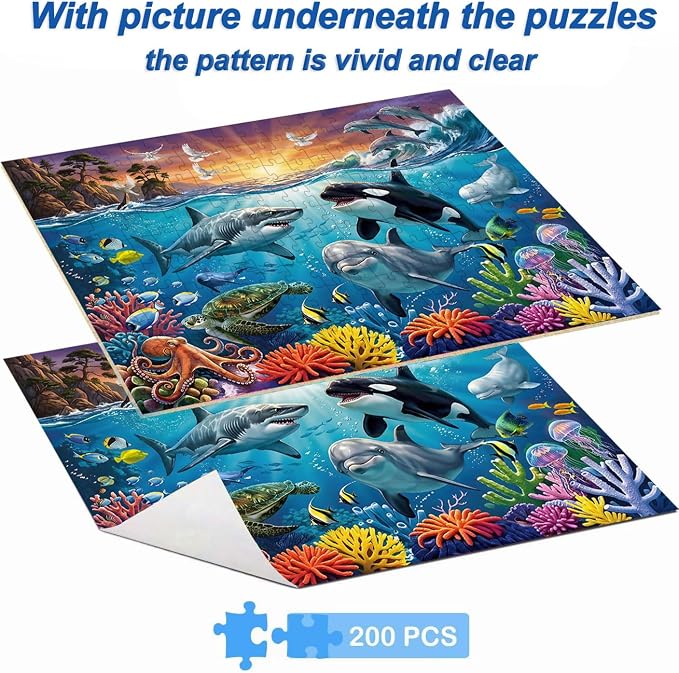 Puzzles for Kids Ages 6-8, 200 Piece Jigsaw Puzzles for Kids-Ocean World | 200 Piece Jigsaw Puzzles for Kids Ages 6-12 Year Old and Adults.Colorful Children Puzzles for Girls and Boys Educational Toys