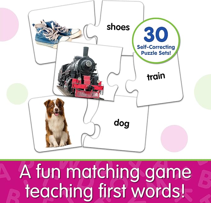 The Learning Journey: Match It! - First Words - 30 Piece Self-Correcting Words with Matching Images for Emerging Readers - Sight Words Puzzle for Kids Ages 3 and Up - Award Winning Toys , White