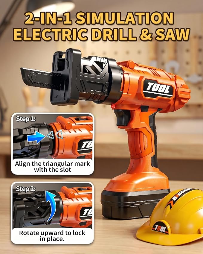 Eohemeral 36Pcs Kids Tool Set with Belt & Electronic Drill | Toddler Construction Toys for Boys Girls 3-5, Sturdy Tool Bag Suitable for Outdoor Use