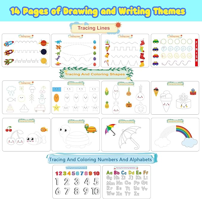 Toddler Activities Preschool Learning Busy Book - 29 Themes Binder Montessori Toys for Toddlers, Workbook Activity Autism Materials and Tracing Coloring