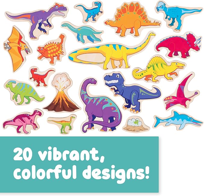 Spark & Wow Wooden Magnets, Dinosaurs, Magnets for Kids Ages 2+ | Open-Ended Play, Adhere to Fridges, Whiteboards and More