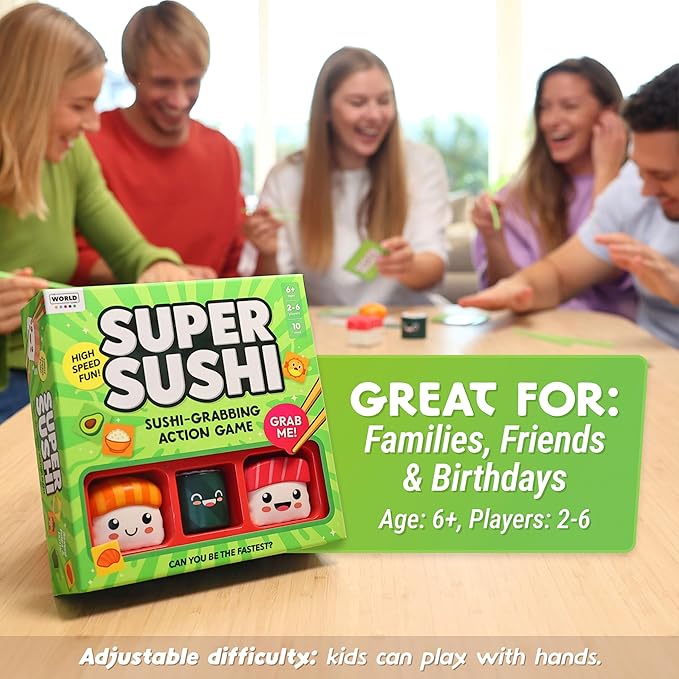 Super Sushi – Fun Family Board Game - Hilarious Party Matching Card Game for Kids, Teens & Adults