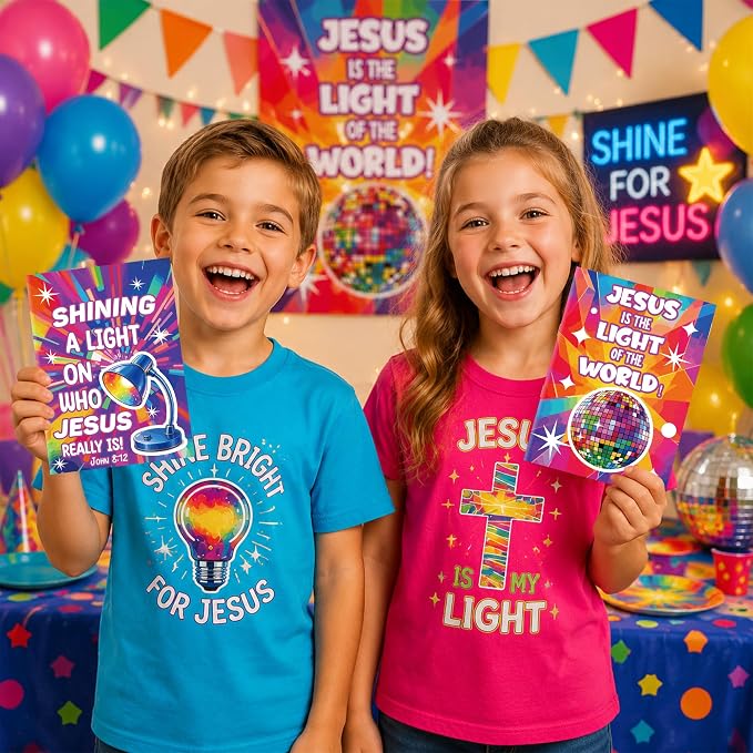 Dvbonike 24Pcs VBS Religious Coloring Books Illumination Station DIY Pages | Jesus is The Light of The World, Christian Party Favor, Color-in Booklet Bulk, Sunday School Supplies, Classroom Reward, Gift