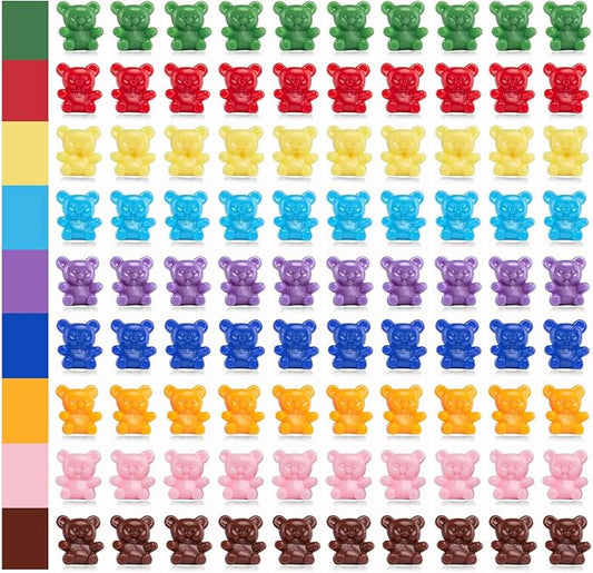 XINHUIDALSQ 90 Pieces Colored Counting Bears 0.62 Inch Rainbow Counting Bears Set 9 Colors Mini Plastic Bear Math Manipulatives for Toddlers Suitable for Ages 3+ Kids