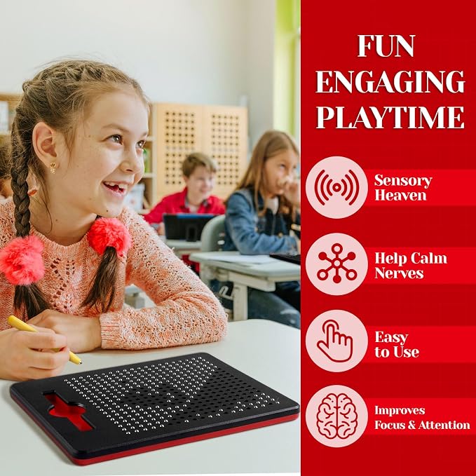 Yexiya 3 Pcs Magnetic Drawing Board for Kids, Toddler Travel Drawing Kit Magnet Sketch Thread Board with Stylus Pen and Beads Toy for Child Quiet Time Activities (7 x 8.5 Inches,Black)