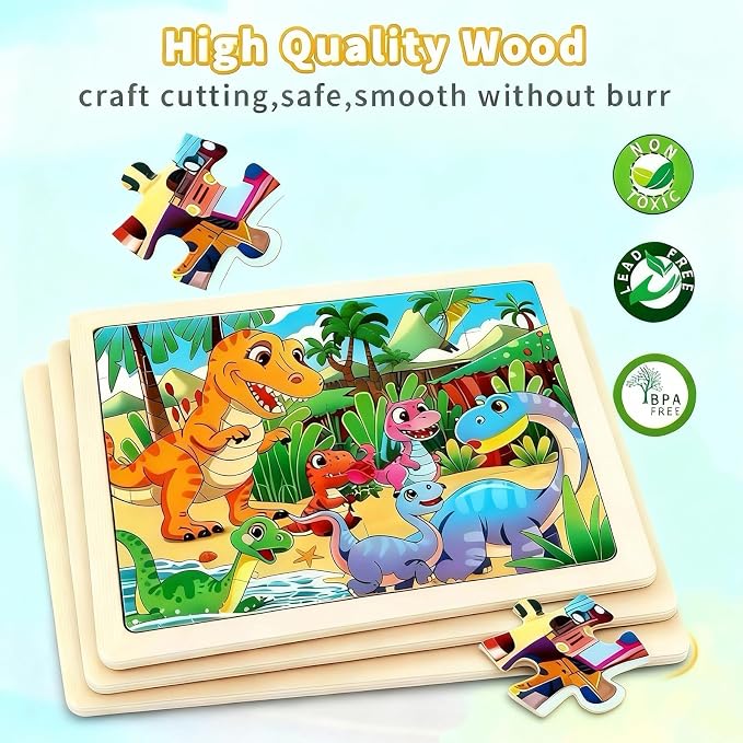 4 Packs 60 Piece Puzzles for Kids Ages 4-6, Wooden Animals Jigsaw Puzzles for Toddlers Age 4-8, Preschool Educational Puzzles Boards Toys, Brain Teaser Toys Gifts for 3 4 5 6 7 8 9 Boys Girls