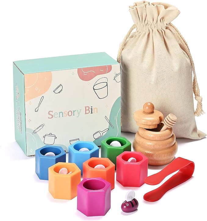 Sorting Stacking Wooden Toys for Toddlers, Bee Hive Toy | Montessori Sensory Bin Tools Toys, Fine Motor Skill Toys Early Learning Preschool Educational Gift for Kids