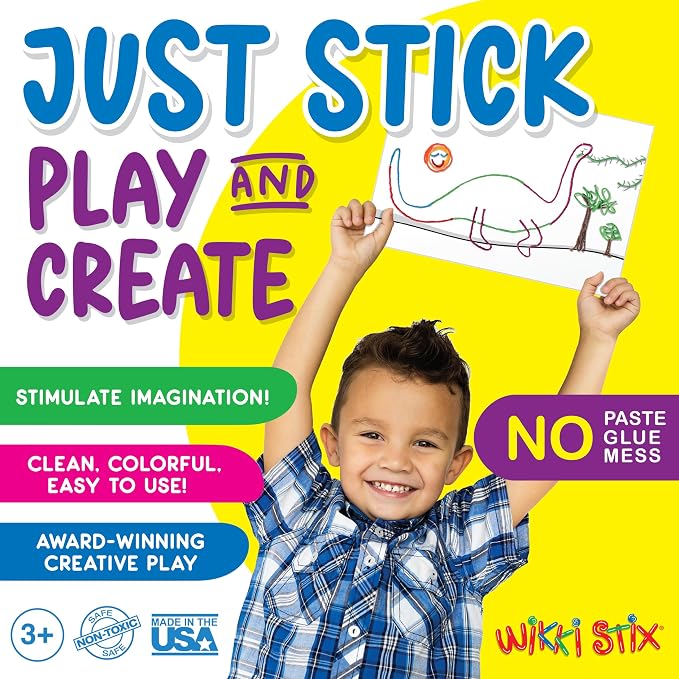 Wikki Stix Rainbow Pak, 24 Reusable Wax Yarn Sticks, Mess-Free Arts & Crafts for Kids, Screen-Free Travel Toy, Classroom Reward, Party Favor & Stocking Stuffer, Ages 3+