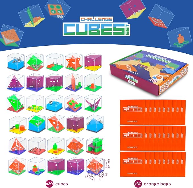 BONNYCO Brain Teaser Puzzles Cubes Kids Party Favors Pack 30. Pinata Goodie Bags Stuffers for Kids 3-5 4-8, Return Gifts for Birthday Party. Mini Puzzle Games, Classroom Prizes, Rewards Stocking | Mini Wit Games to Gift. Details Children's Birthday, Pi...