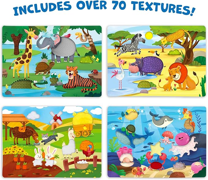 Skillmatics Fab Tabs – Animals, Sensory Fabric Art, Sewing Craft Kit | Peel & Stick Sticker Activity, Mess-Free Play, Travel Toy, Gifts for Boys & Girls Ages 4, 5, 6, 7, 8, 9