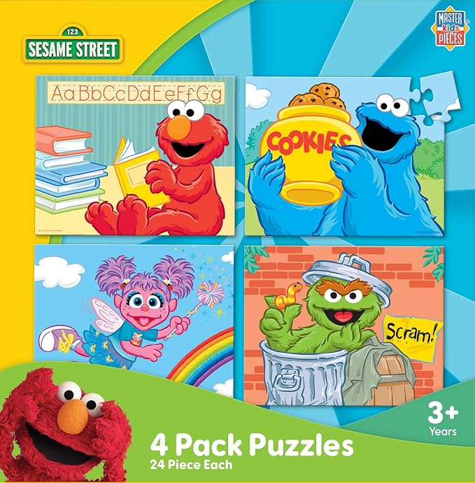 MasterPieces Puzzle Set - 4-Pack 24 Piece Jigsaw Puzzle for Kids - Sesame Street 4-Pack - 8"x10"