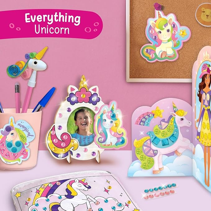 Imagimake Unicorn Craft Kit, 20 Mess-Free Creative Activities for Girls | Bracelet Making, Magnetic Dress-Up, Stickers & DIY Room Décor, Birthday Gift for Girls Ages 5,6,7,8,9,10,11,12 Years Old