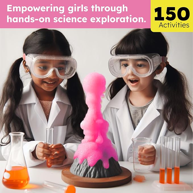 Butterfly EduFields 150+ Experiments Girls Science Kit for Kids Ages 8-12 | Slime & Volcano Science Experiments Projects | Educational STEM Learning | Birthday Gift for Girls Ages 8-12 | Craft Kit