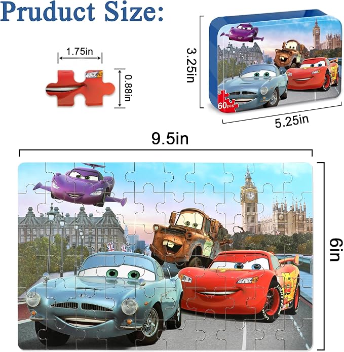 Puzzles for Kids Ages 4-8 60 Pieces Jigsaw Puzzles for Boys and Girls | Educational Learning Puzzles in Metal Box