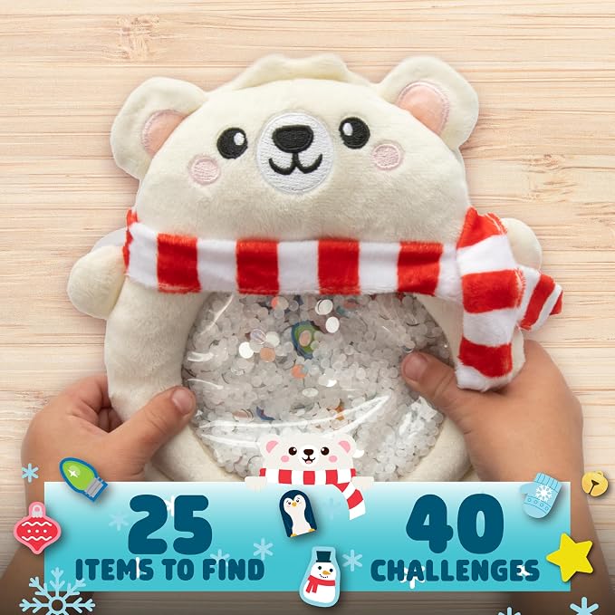 Chuckle & Roar Sensory Seek & Find Scavenger Hunt Plush Polar Bear | Game for Ages 3 and Up - Great On The Go Learning Toy for Toddlers