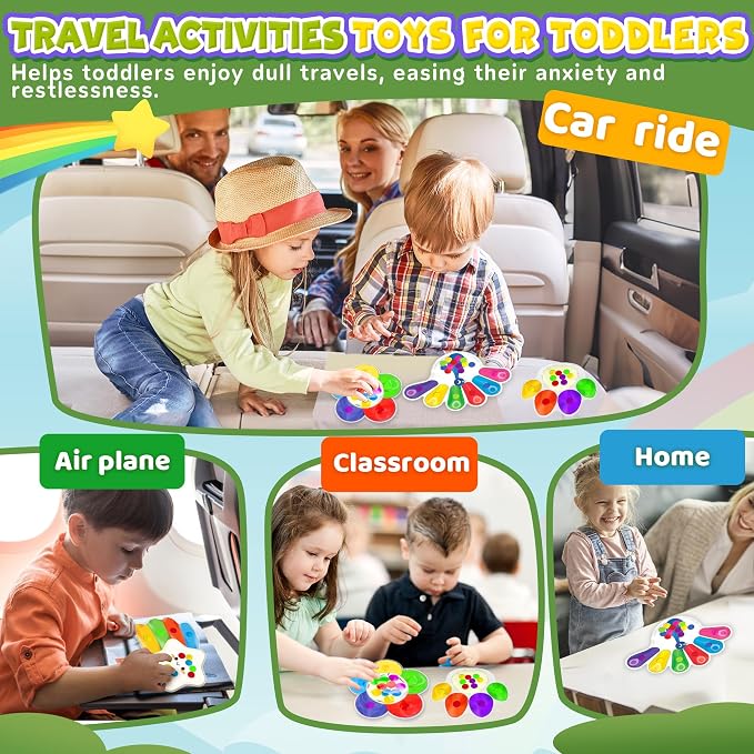 4PC Color Sorting Sensory Toys for Toddler, Travel Toys Roadtrip Activities for Kid 3-5 Fine Motor Autism Autistic Fidget for Preschool Classroom Calm Down Toy for Kid 2 3 4 Year Old Boy Girl Gift