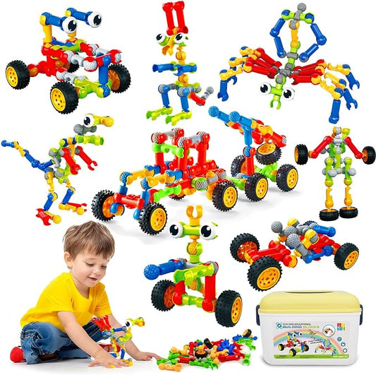 STEM Toys for 3 4 5 6 7 8+ Year Old Boy Birthday Gift, Boys Toy Age 4-6 6-8 | 142 Pcs Building Toys Construction Set, Classroom Learning Creative Activities Boy Toy 5-7 8-10, STEM Kits with Storage Box