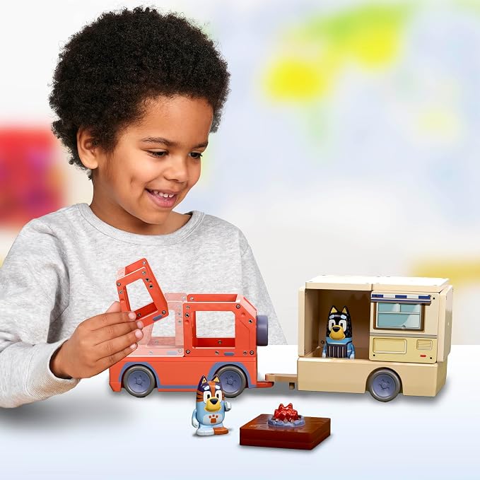 Tile Town Bluey Heeler Camper Magnetic Tile Set, 13 Pieces | Includes Bluey & Bingo figures, action tile; STEM building toy for kids ages 3+