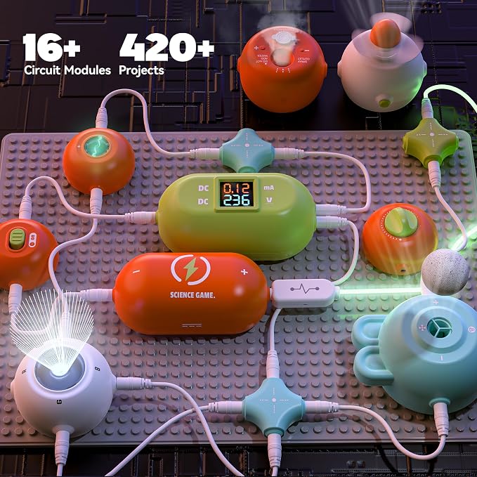 SMILESSKIDDO Science Kits Electronics STEM Kit 420+ Projects 35 Parts | Over 420 Experiments, 35 Circuit Parts, Hands-On STEM Learning, Educational Toy, Gift for Kids Ages 3-12