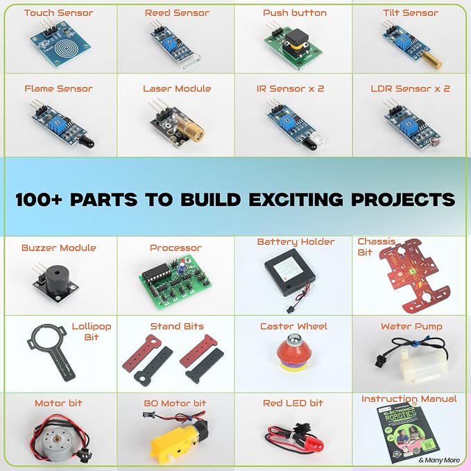 ButterflyEdufields 40in1 STEM Robotics Kits for Kids 8-12 Years | DIY Robots Projects for Kids with Electronics Board & Sensors | Best Educational Homeschooling Gift for 8 10 12 Years | 100+ Parts | 100+ Parts | Engineering Science Kit | Build 40 Robot...