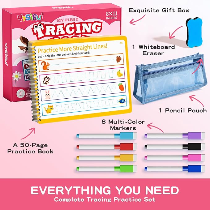 Preschool Learning Activities, Tracing Books for Kids Ages 3-5, Toddler Handwriting Practice Busy Book, ABC Alphabet Letter Number Tracing, Pre-K Kindergarten Workbook Activity Book for 3 4 5 Year Old
