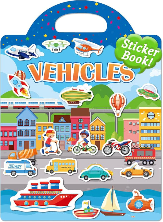 Benresive Reusable Sticker Book for Toddlers, Stickers for Kids, Travel Toy | Toddler Toys, Boys Girls Birthday Gifts, Airplane & Road Trip Essentials Kids, No Mess Waterproof Toddler Crafts Activities
