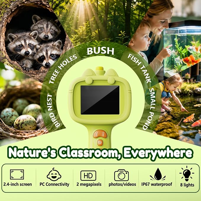 Kids Borescope Camera with Light-STEM Science Educational Toy for 3 4 5 6 7 8 Years Old Boys & Girls Birthday Gift-Discovery & Exploration Flexible Snake Scope Battery